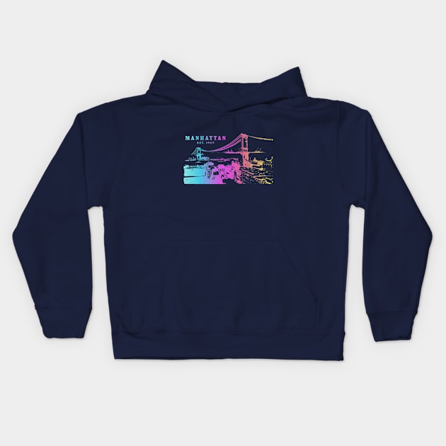 Manhattan Bridge US Kids Hoodie by PallKris